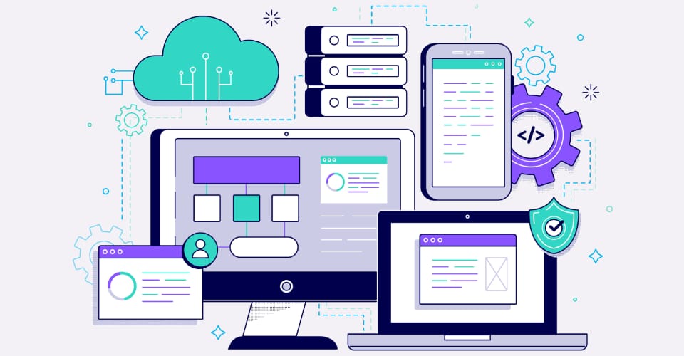 Enterprise integration architecture showing API connections between business systems