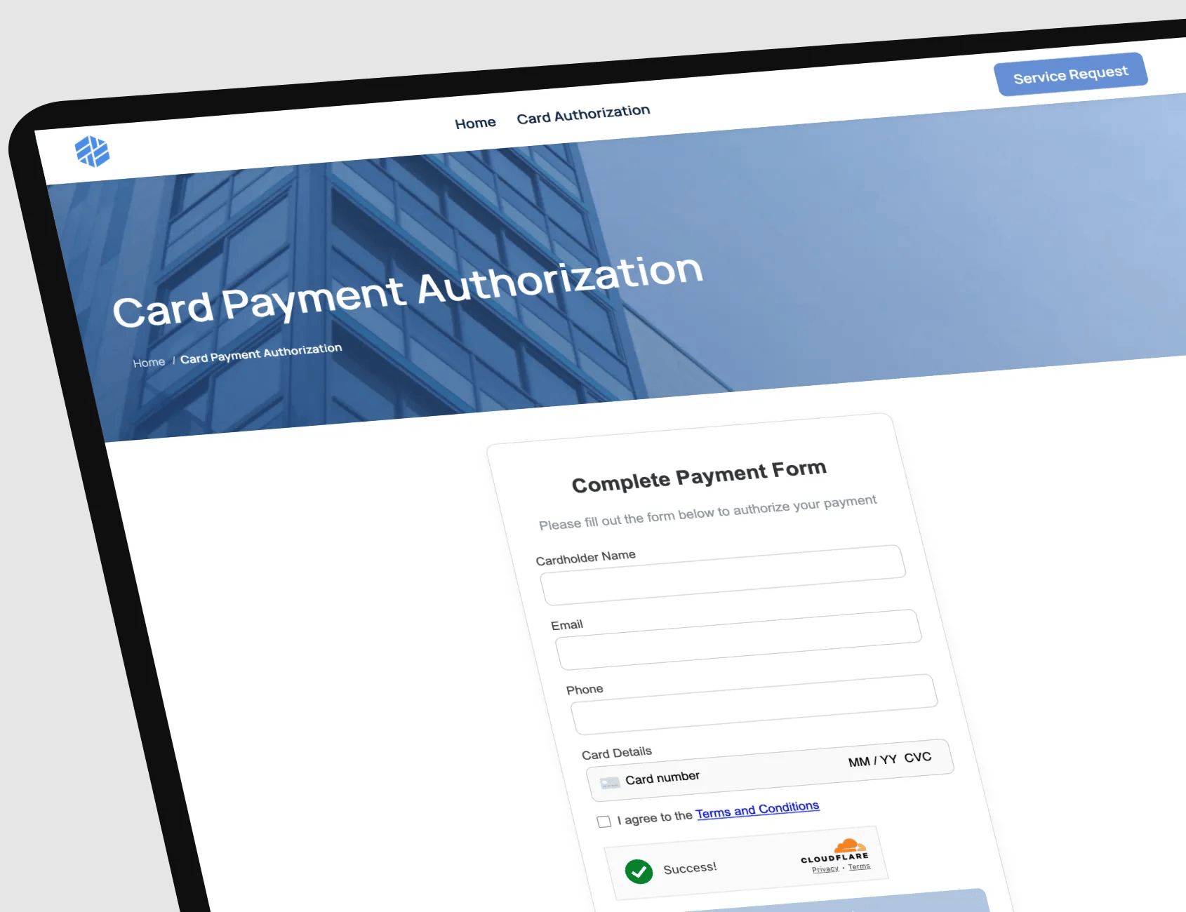Secure card authorization web application with Stripe API integration