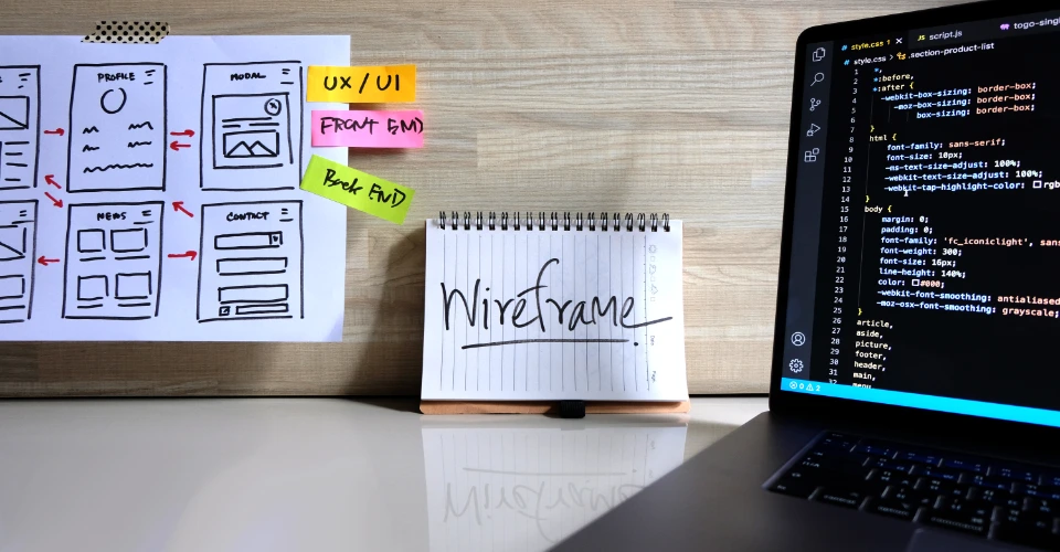 Digital presence transformation through strategic web design showing website mockups and UI elements
