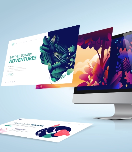 Web design process layers illustrating UI/UX principles and development stages